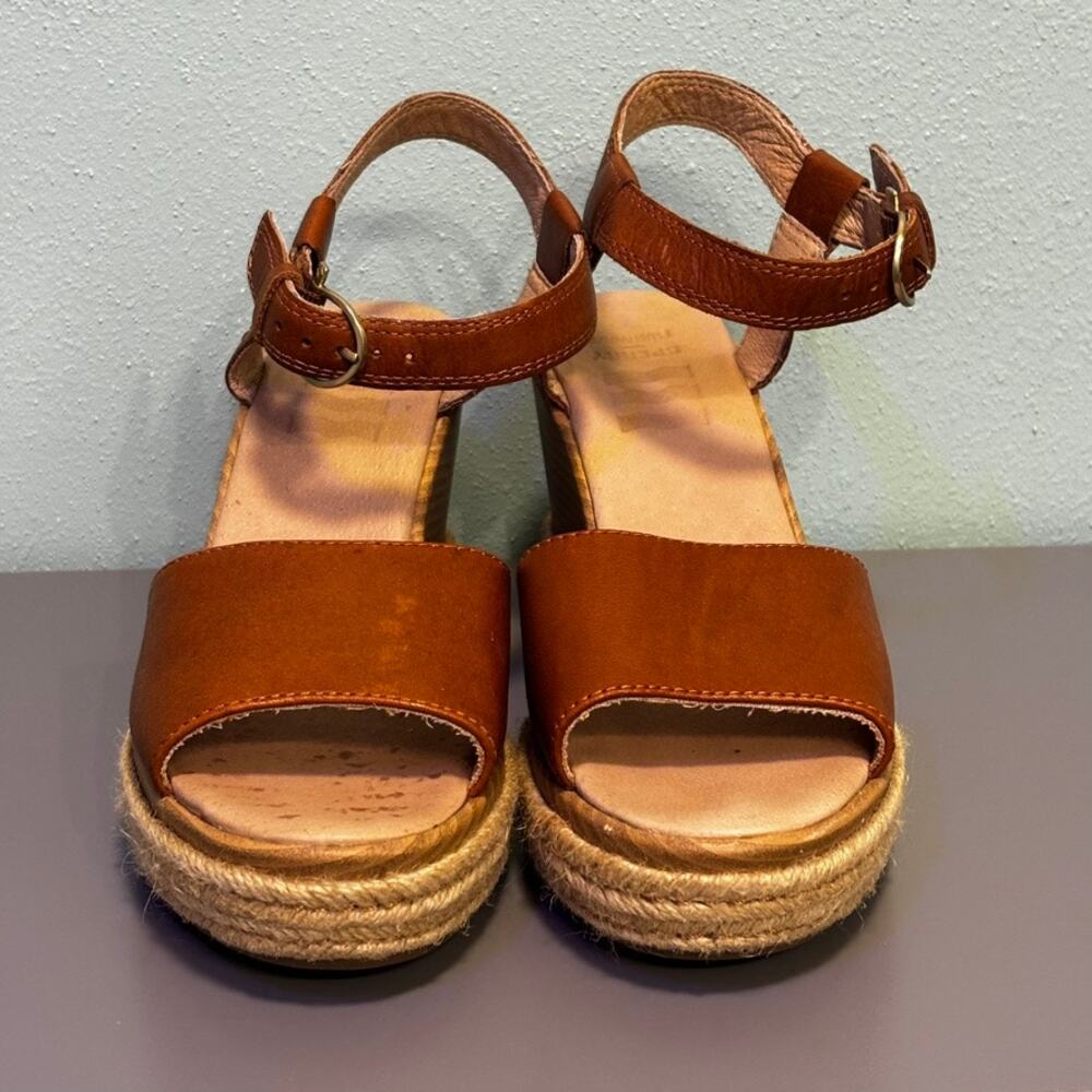 Sperry Fairwater Plushwave Wedge Espadrille Sandals Women's Size 7.5 Tan Leather - Picture 2 of 9